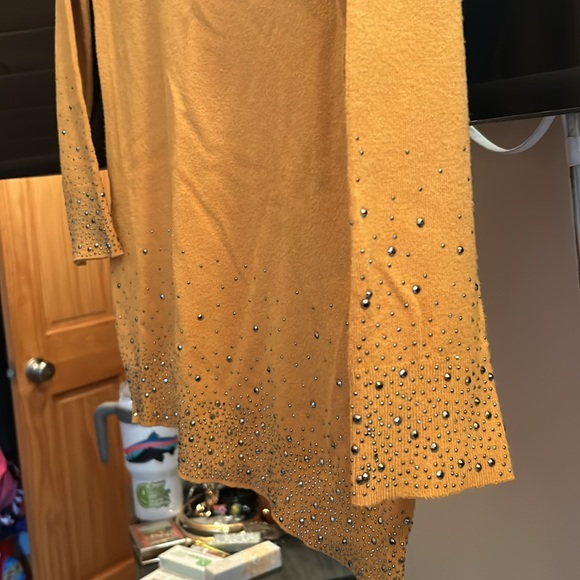 Mustard, yellow sweater with sparkly, studs all over the front and sleeves - Picture 5 of 8